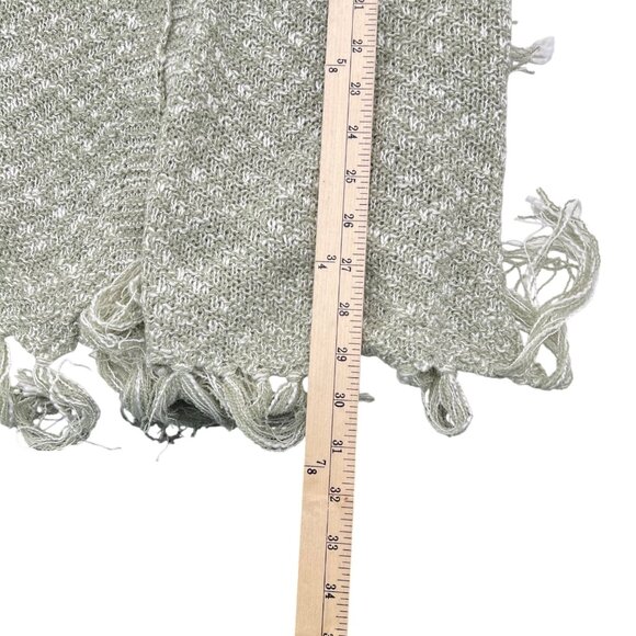 Promesa Sage Green Fringe Cardigan Open Front Lightweight S/M Womens Sweater - Picture 4 of 6